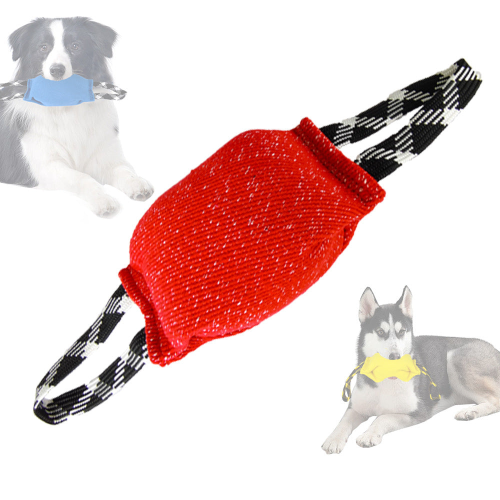 Red Durable Dog Tug Toy with 2 Handles - Interactive Bite Pillow for Training & Tug of War V888-ELOSUNG46816
