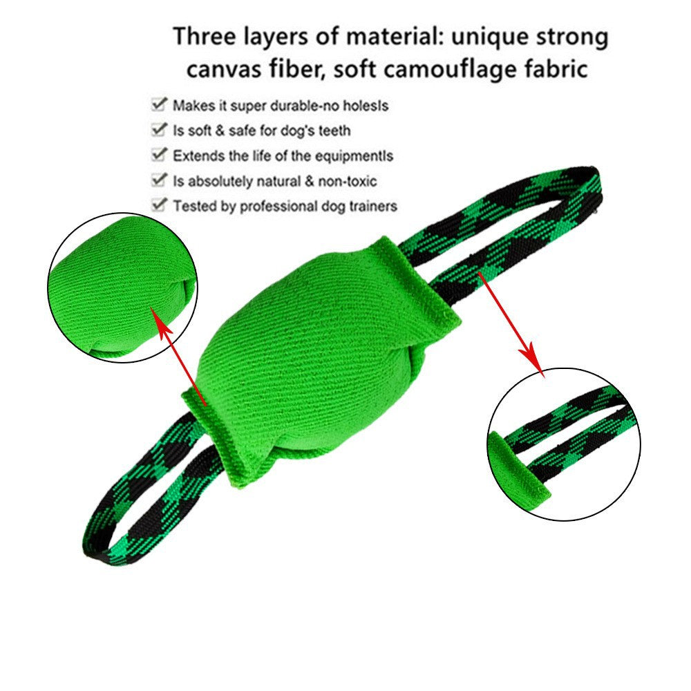 Black Durable Dog Tug Toy with 2 Handles - Interactive Bite Pillow for Training & Tug of War V888-ELOSUNG46817