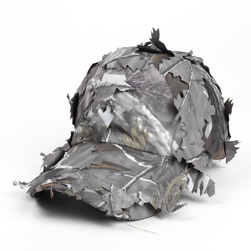 Grey 3D Leaf Camouflage Baseball Cap - American-Style Outdoor Tactical Hat for Hunting, Camping & Survival V888-ELOSUNG47001