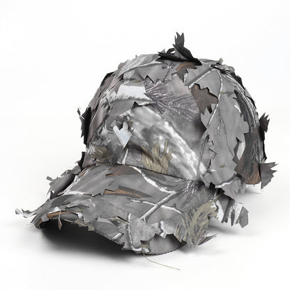 Grey 3D Leaf Camouflage Baseball Cap - American-Style Outdoor Tactical Hat for Hunting, Camping & Survival V888-ELOSUNG47001