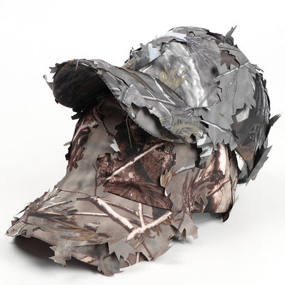 Grey 3D Leaf Camouflage Baseball Cap - American-Style Outdoor Tactical Hat for Hunting, Camping & Survival V888-ELOSUNG47001