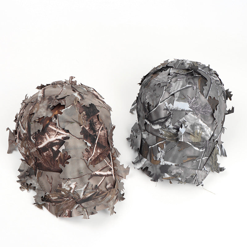 Grey 3D Leaf Camouflage Baseball Cap - American-Style Outdoor Tactical Hat for Hunting, Camping & Survival V888-ELOSUNG47001