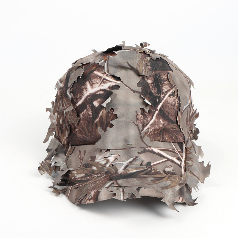 Grey 3D Leaf Camouflage Baseball Cap - American-Style Outdoor Tactical Hat for Hunting, Camping & Survival V888-ELOSUNG47001