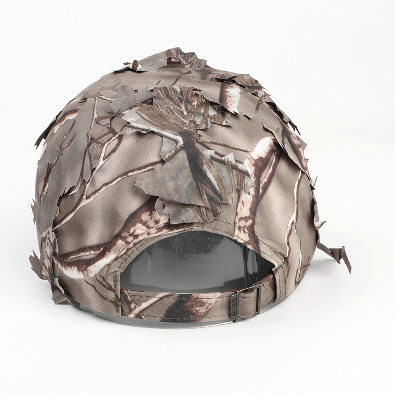 Grey 3D Leaf Camouflage Baseball Cap - American-Style Outdoor Tactical Hat for Hunting, Camping & Survival V888-ELOSUNG47001