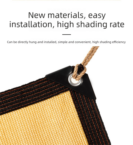 Beige Shade Net - Outdoor Sunshade and Heat-Insulating Net for Courtyard, Reinforced with Hemming and V888-ELOSUNG47002