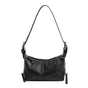 Black PU Leather Zippered Shoulder Bag - Retro European Style Crossbody and Handheld Bag V888-ELOSUNG47010