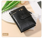 Black Soft PU Leather Women's Wallet - Compact Foldable Wallet with Multiple Card Slots and Zippered V888-ELOSUNG47017