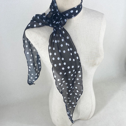2 Pcs Black Dot Pattern Rose Flower Thin Scarf - Elegant and Versatile Neck Wrap for Women V888-ELOSUNG47029