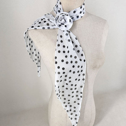 2 Pcs White Dot Pattern Rose Flower Thin Scarf - Elegant and Versatile Neck Wrap for Women V888-ELOSUNG47031