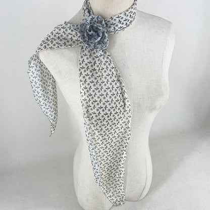 2 Pcs White Clover Pattern Rose Flower Thin Scarf - Elegant and Versatile Neck Wrap for Women V888-ELOSUNG47032