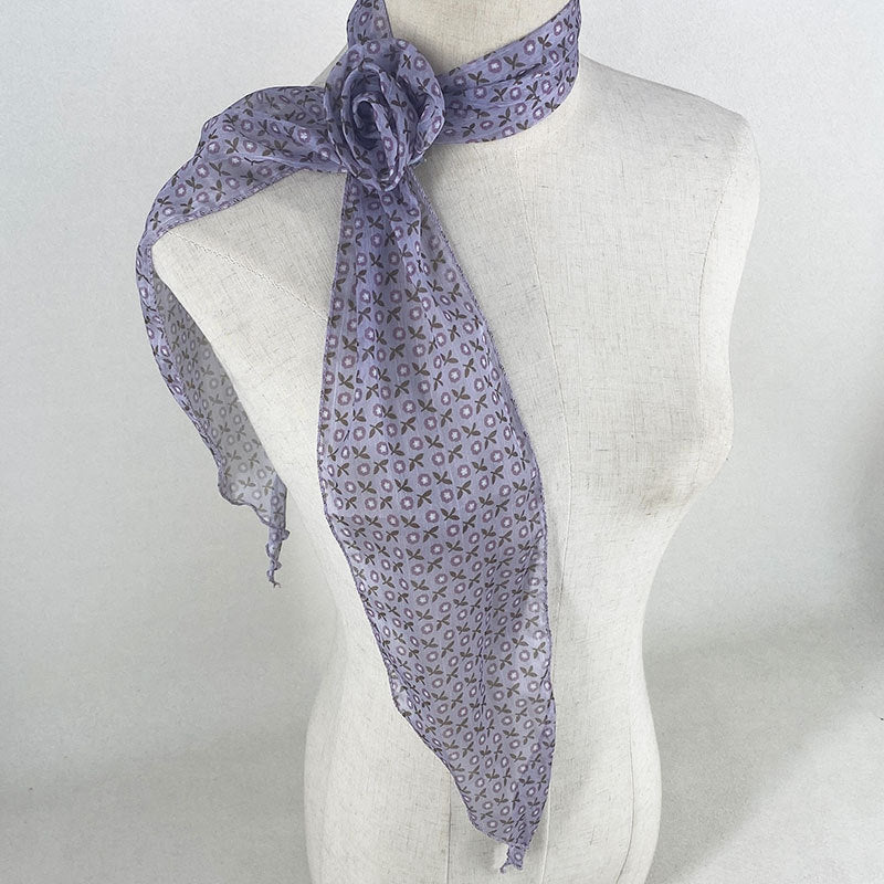 2 Pcs Purple Clover Pattern Rose Flower Thin Scarf - Elegant and Versatile Neck Wrap for Women V888-ELOSUNG47033