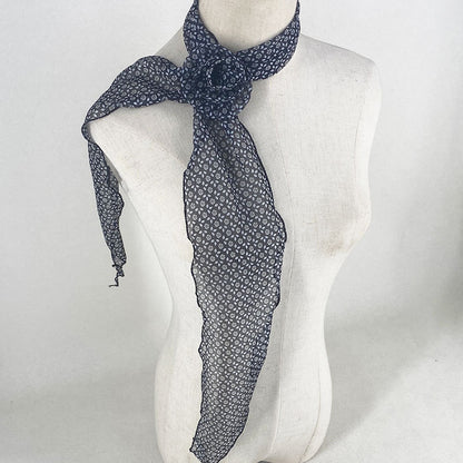 2 Pcs Black Clover Pattern Rose Flower Thin Scarf - Elegant and Versatile Neck Wrap for Women V888-ELOSUNG47034