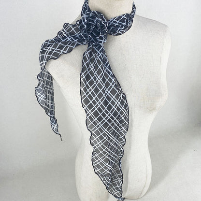 2 Pcs Black Plaid Pattern Rose Flower Thin Scarf - Elegant and Versatile Neck Wrap for Women V888-ELOSUNG47035
