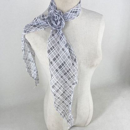 2 Pcs Light Grey Plaid Pattern Rose Flower Thin Scarf - Elegant and Versatile Neck Wrap for Women V888-ELOSUNG47036