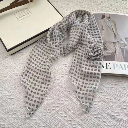 2 Pcs Light Beige Fruit Pattern Rose Flower Thin Scarf - Elegant and Versatile Neck Wrap for Women V888-ELOSUNG47037