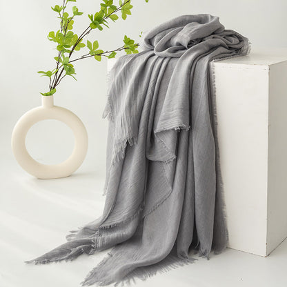 Grey Cotton and linen scarves - Elegant, solid-color, lightweight shawls, soft and comfortable, suitable for V888-ELOSUNG47045