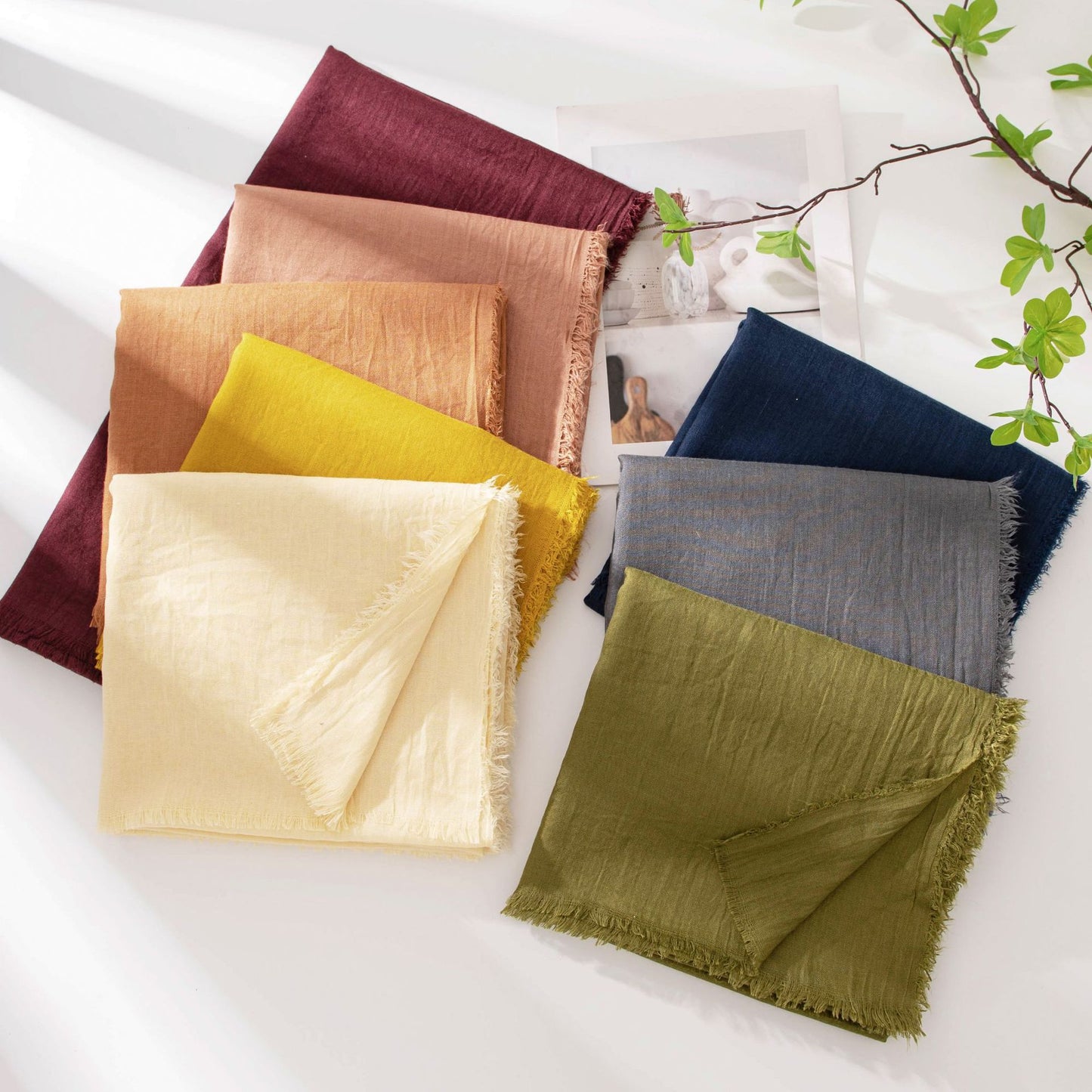 Grey Cotton and linen scarves - Elegant, solid-color, lightweight shawls, soft and comfortable, suitable for V888-ELOSUNG47045