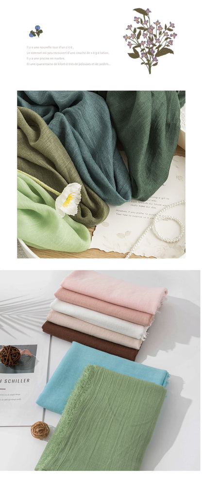 Grey Cotton and linen scarves - Elegant, solid-color, lightweight shawls, soft and comfortable, suitable for V888-ELOSUNG47045