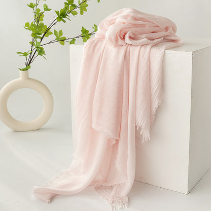 Light Pink Cotton and linen scarves - Elegant, solid-color, lightweight shawls, soft and comfortable, V888-ELOSUNG47047