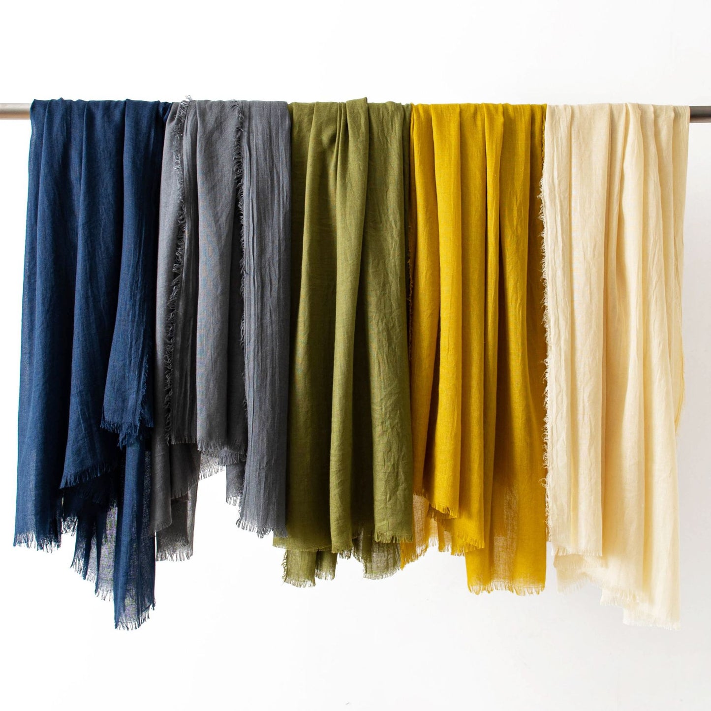 Dark Blue Cotton and linen scarves - Elegant, solid-color, lightweight shawls, soft and comfortable, suitable V888-ELOSUNG47048