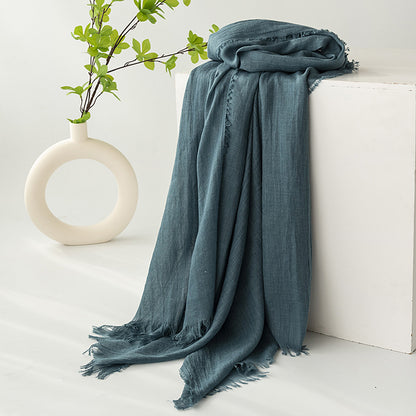 Dark Green Cotton and linen scarves - Elegant, solid-color, lightweight shawls, soft and comfortable, V888-ELOSUNG47049