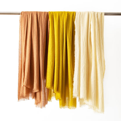 Dark Yellow Cotton and linen scarves - Elegant, solid-color, lightweight shawls, soft and comfortable, V888-ELOSUNG47050