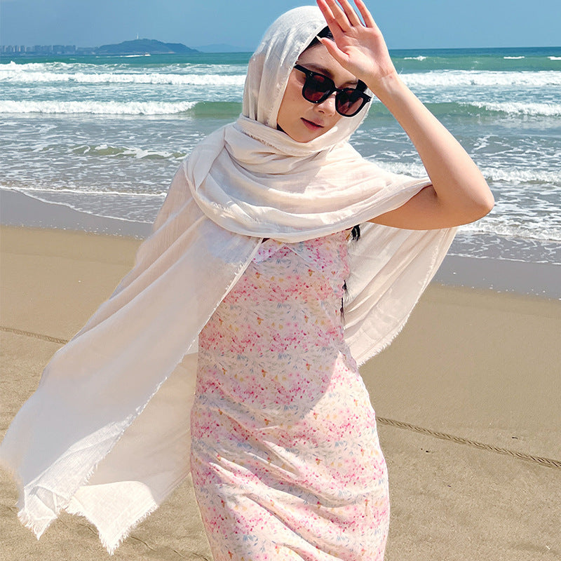 Dark Yellow Cotton and linen scarves - Elegant, solid-color, lightweight shawls, soft and comfortable, V888-ELOSUNG47050