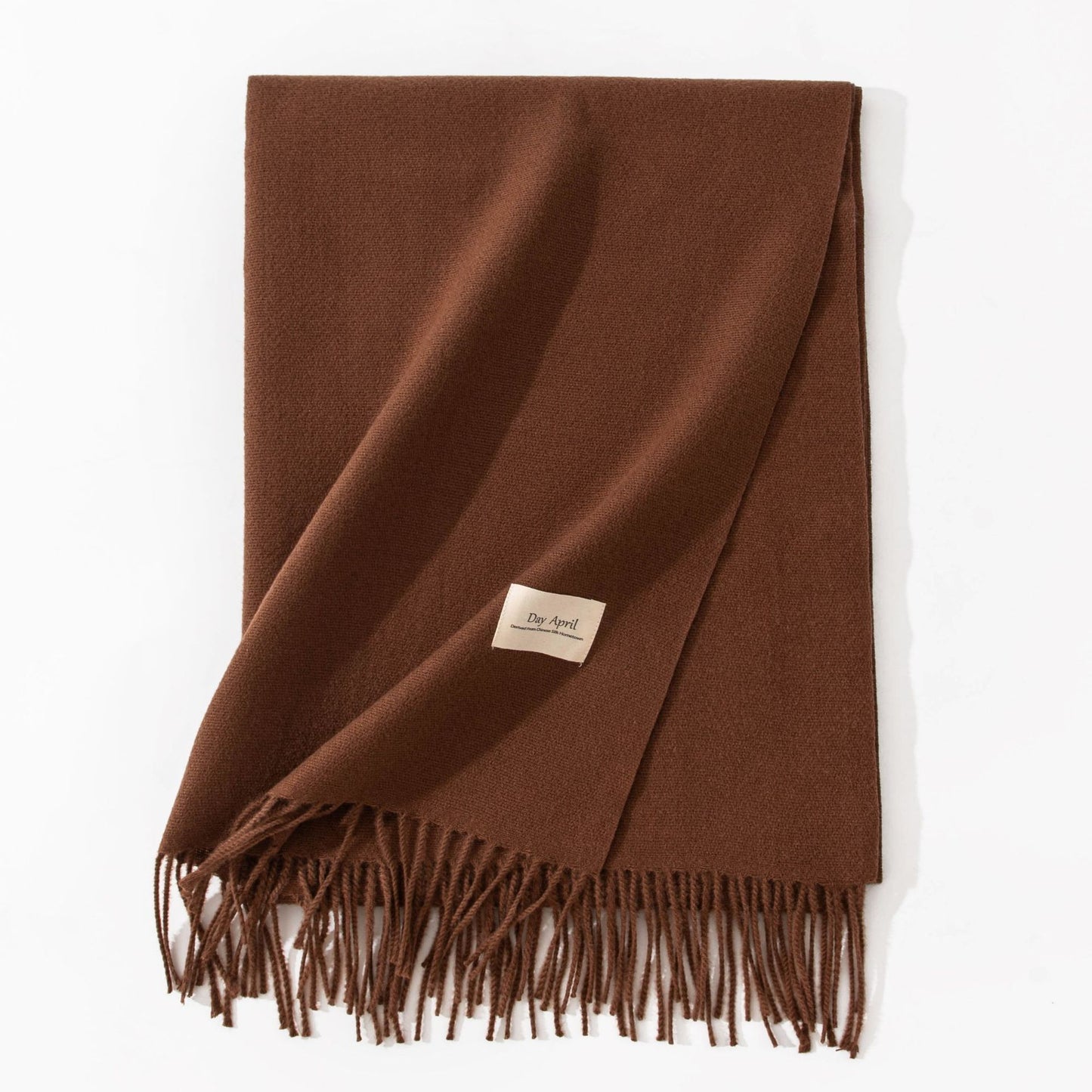 Coffee Autumn & Winter Korean-Style Women's Cashmere-Like Scarf - Solid Color, Warm, Versatile Wrap V888-ELOSUNG47051
