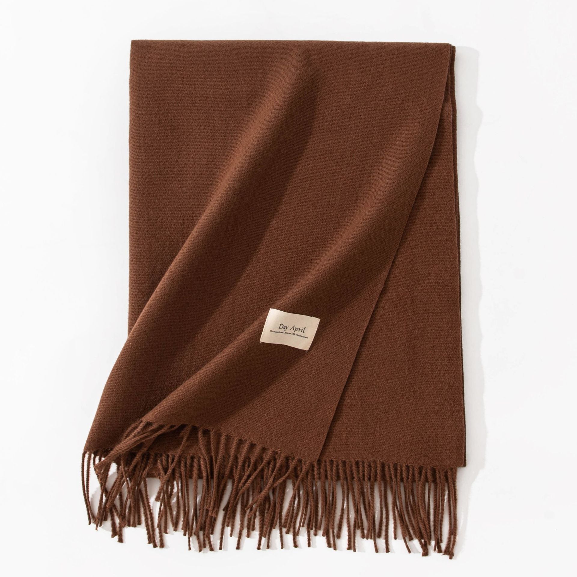 Coffee Autumn & Winter Korean-Style Women's Cashmere-Like Scarf - Solid Color, Warm, Versatile Wrap V888-ELOSUNG47051