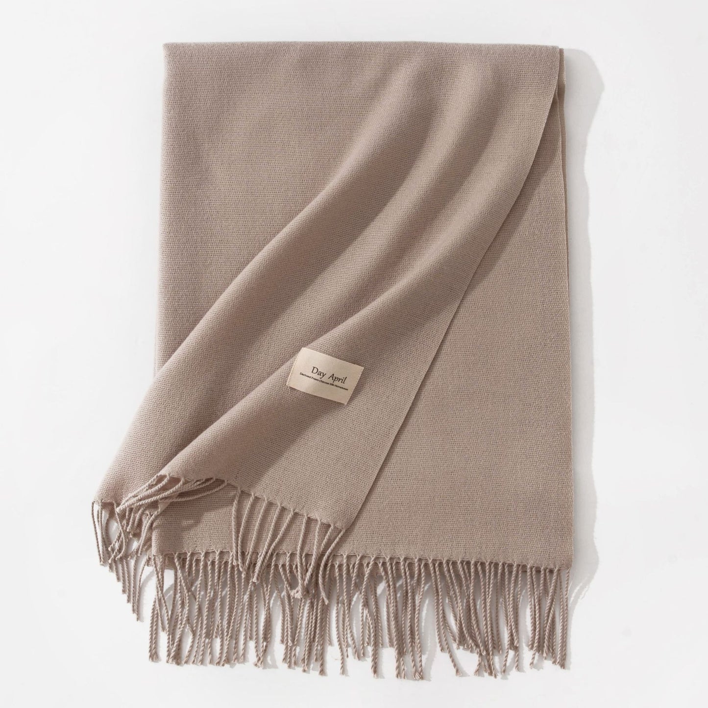 Oatmeal Autumn & Winter Korean-Style Women's Cashmere-Like Scarf - Solid Color, Warm, Versatile Wrap V888-ELOSUNG47052