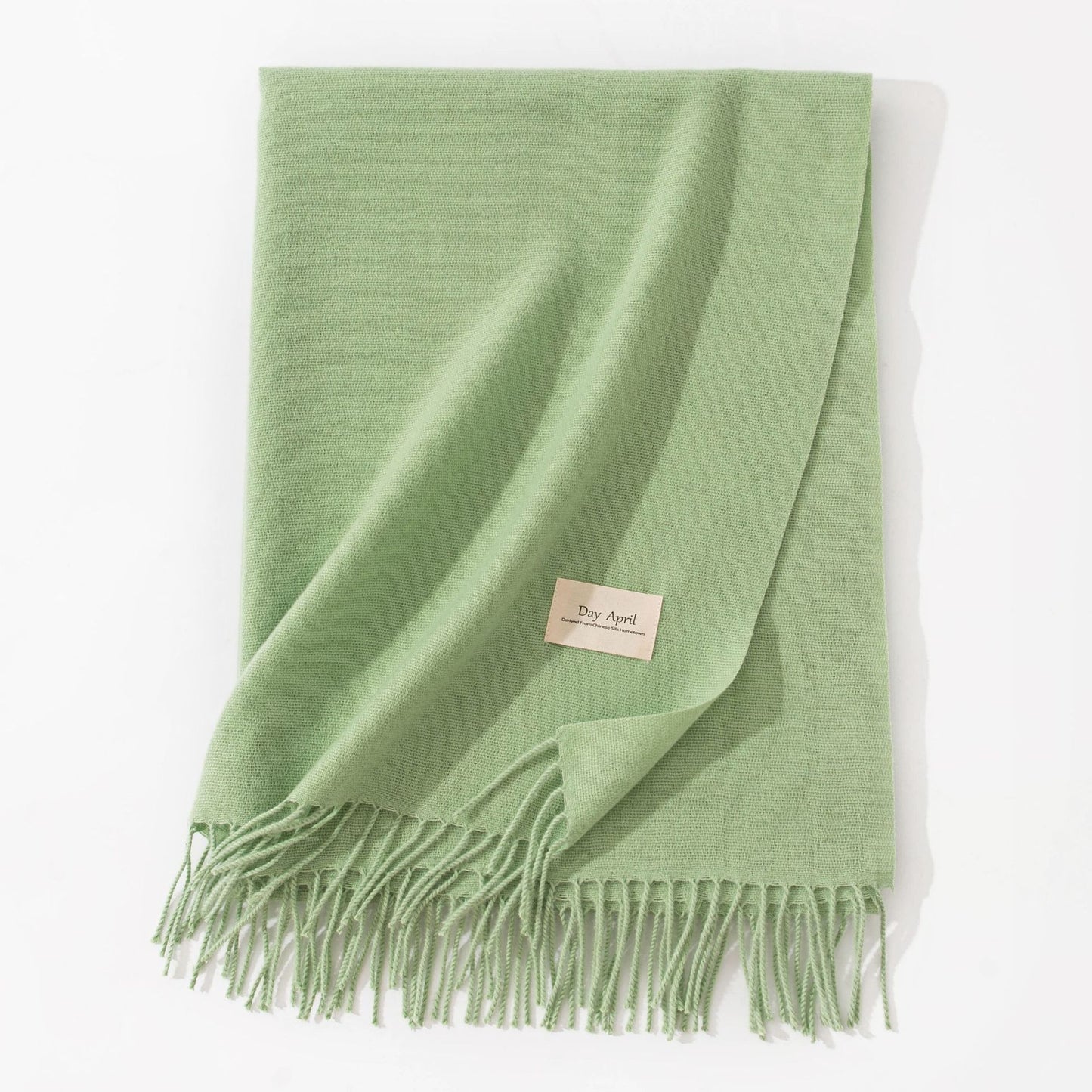 Green Autumn & Winter Korean-Style Women's Cashmere-Like Scarf - Solid Color, Warm, Versatile Wrap V888-ELOSUNG47053