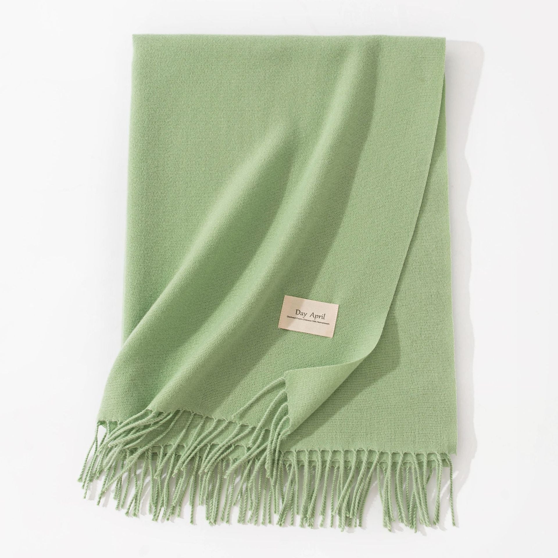 Green Autumn & Winter Korean-Style Women's Cashmere-Like Scarf - Solid Color, Warm, Versatile Wrap V888-ELOSUNG47053