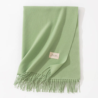 Green Autumn & Winter Korean-Style Women's Cashmere-Like Scarf - Solid Color, Warm, Versatile Wrap V888-ELOSUNG47053
