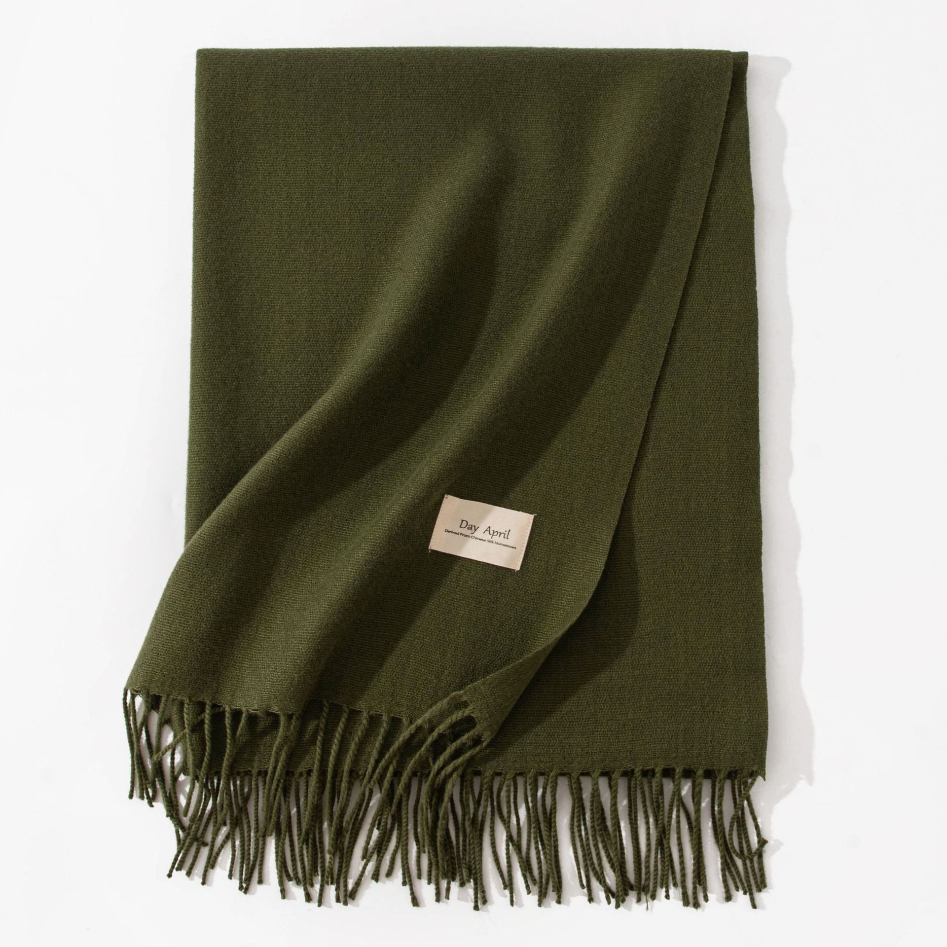 Dark Green Autumn & Winter Korean-Style Women's Cashmere-Like Scarf - Solid Color, Warm, Versatile Wrap V888-ELOSUNG47054