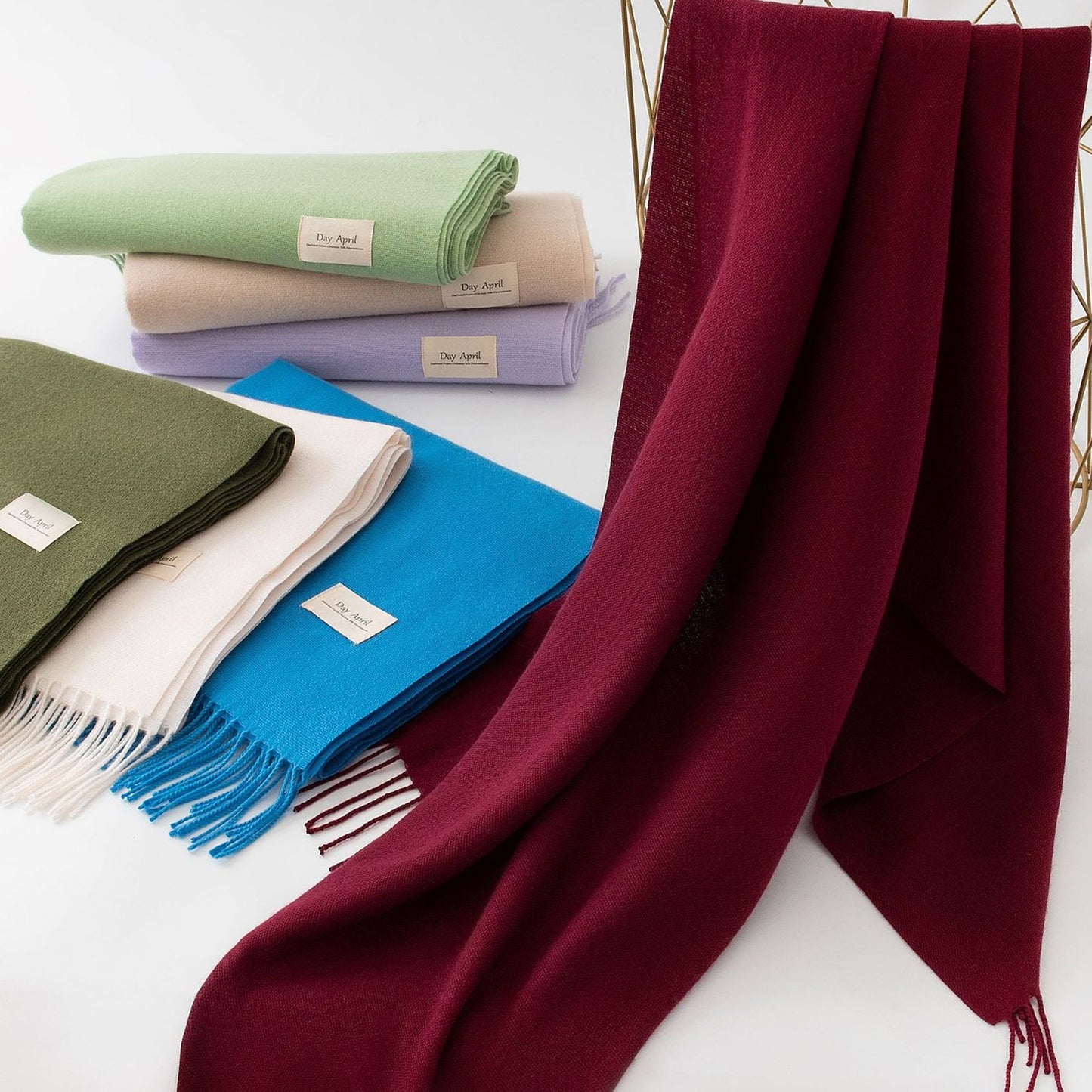 Dark Green Autumn & Winter Korean-Style Women's Cashmere-Like Scarf - Solid Color, Warm, Versatile Wrap V888-ELOSUNG47054