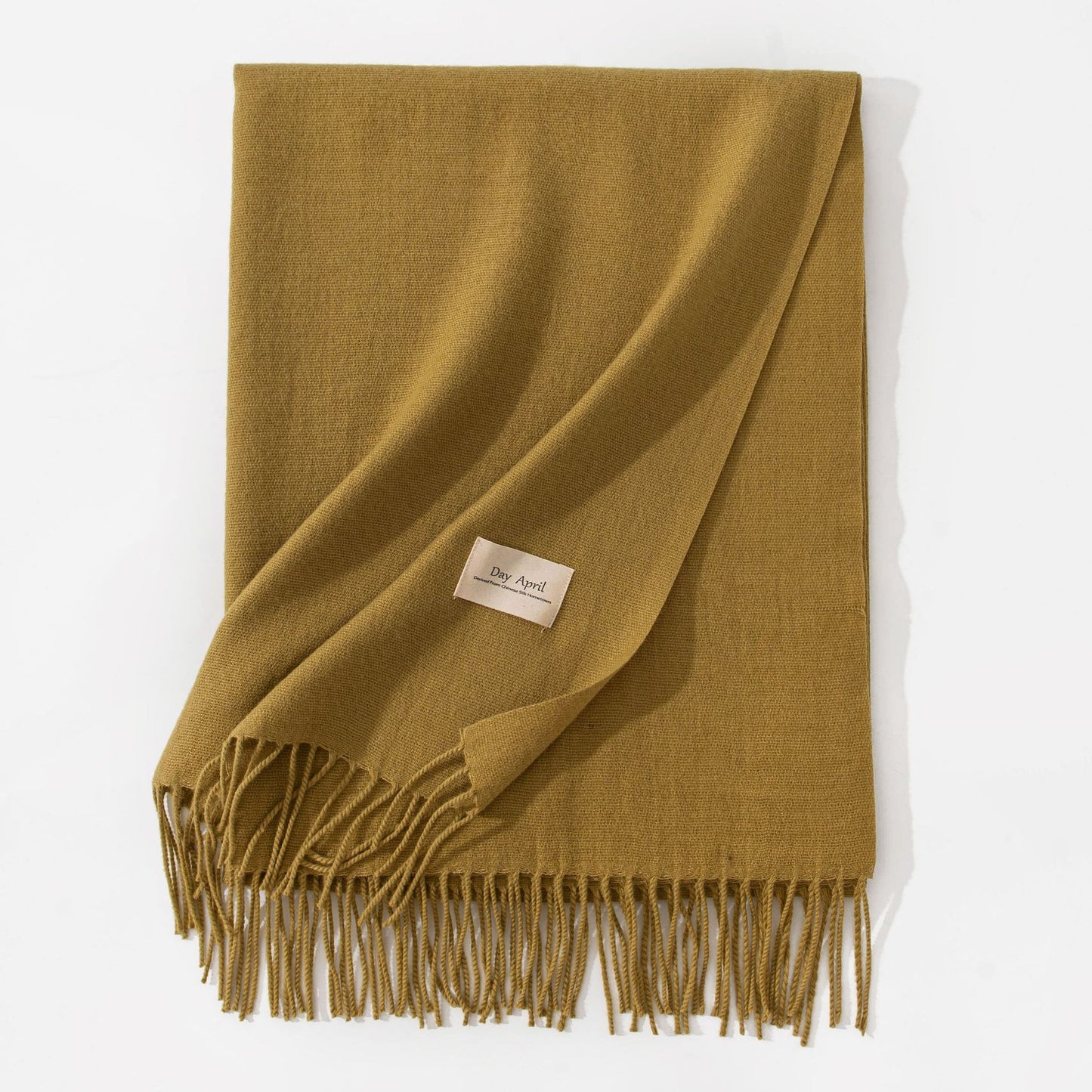 Dark Yellow Autumn & Winter Korean-Style Women's Cashmere-Like Scarf - Solid Color, Warm, Versatile Wrap V888-ELOSUNG47055