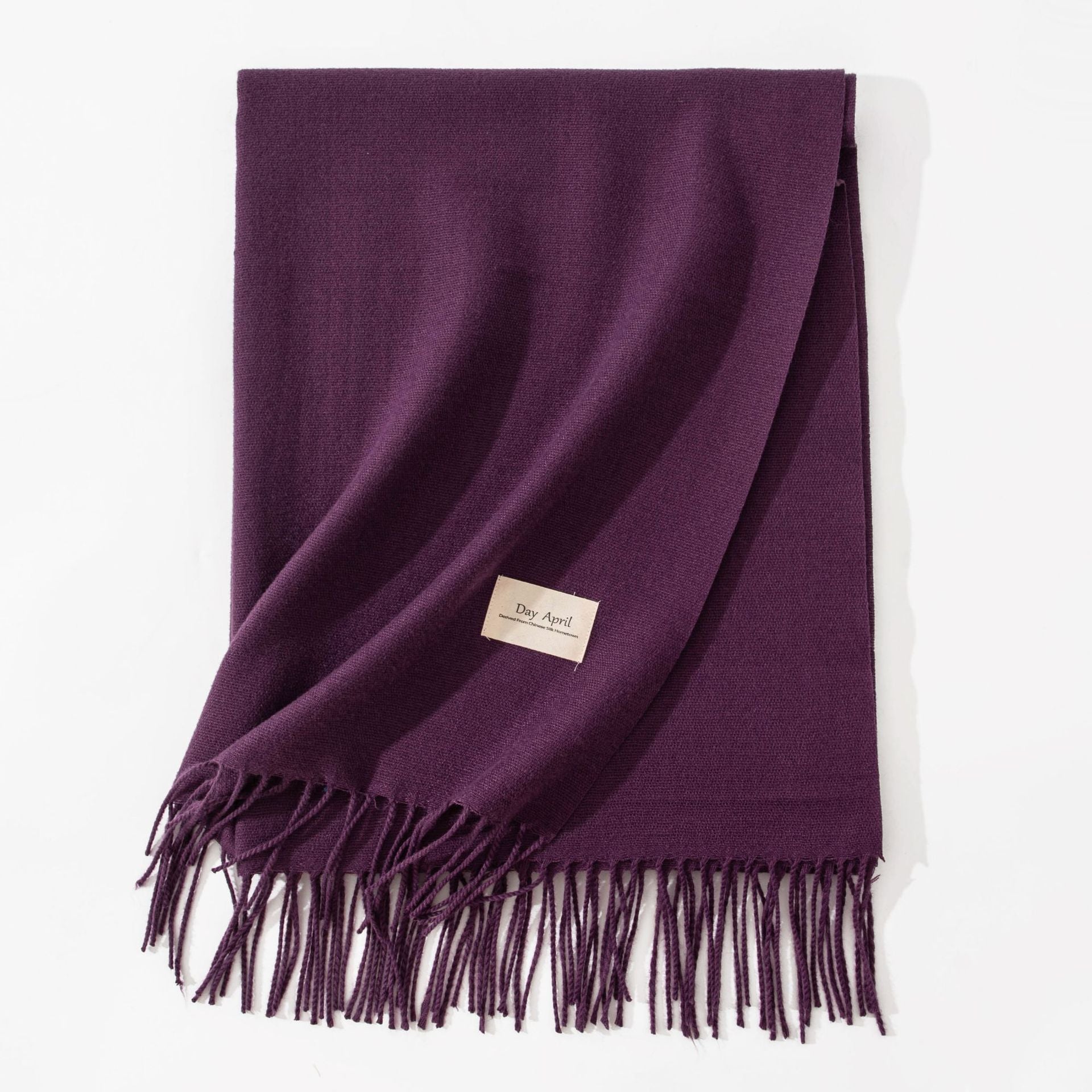 Dark Purple Autumn & Winter Korean-Style Women's Cashmere-Like Scarf - Solid Color, Warm, Versatile Wrap V888-ELOSUNG47057
