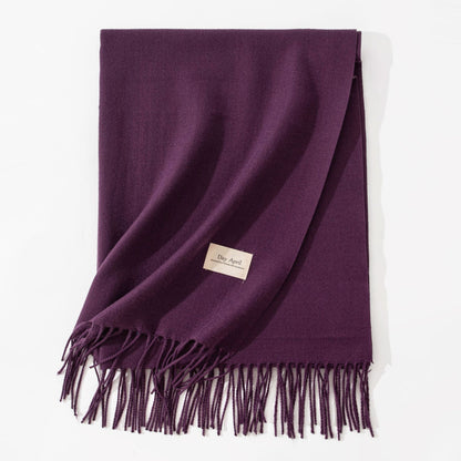 Dark Purple Autumn & Winter Korean-Style Women's Cashmere-Like Scarf - Solid Color, Warm, Versatile Wrap V888-ELOSUNG47057