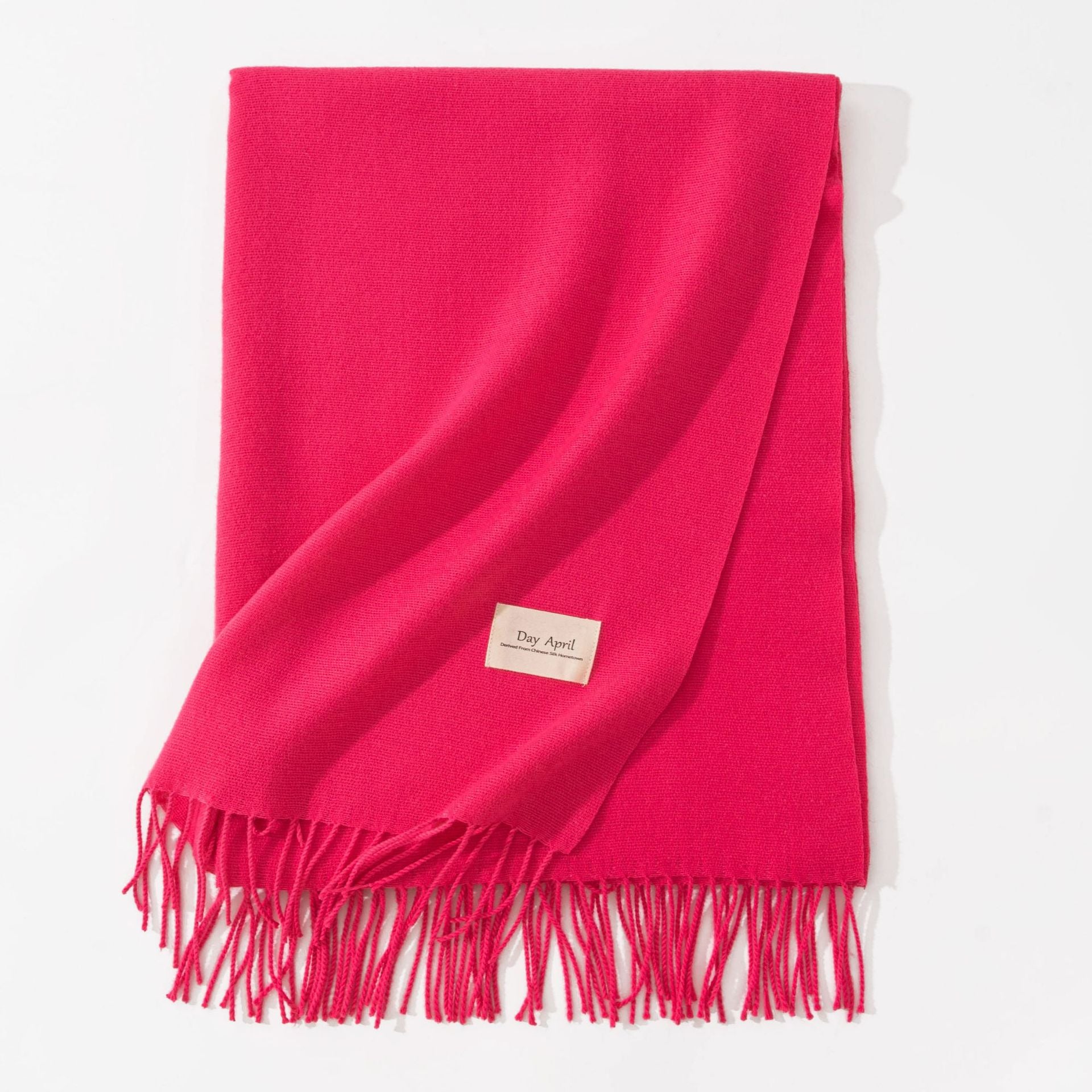 Rose Red Autumn & Winter Korean-Style Women's Cashmere-Like Scarf - Solid Color, Warm, Versatile Wrap V888-ELOSUNG47058
