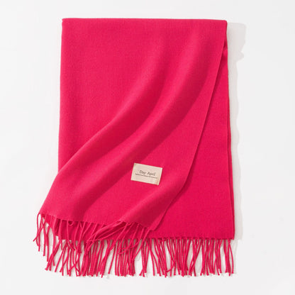 Rose Red Autumn & Winter Korean-Style Women's Cashmere-Like Scarf - Solid Color, Warm, Versatile Wrap V888-ELOSUNG47058