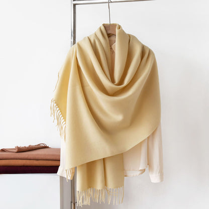 Grey Autumn & Winter Korean-Style Women's Cashmere-Like Scarf - Solid Color, Warm, Versatile Wrap V888-ELOSUNG47059