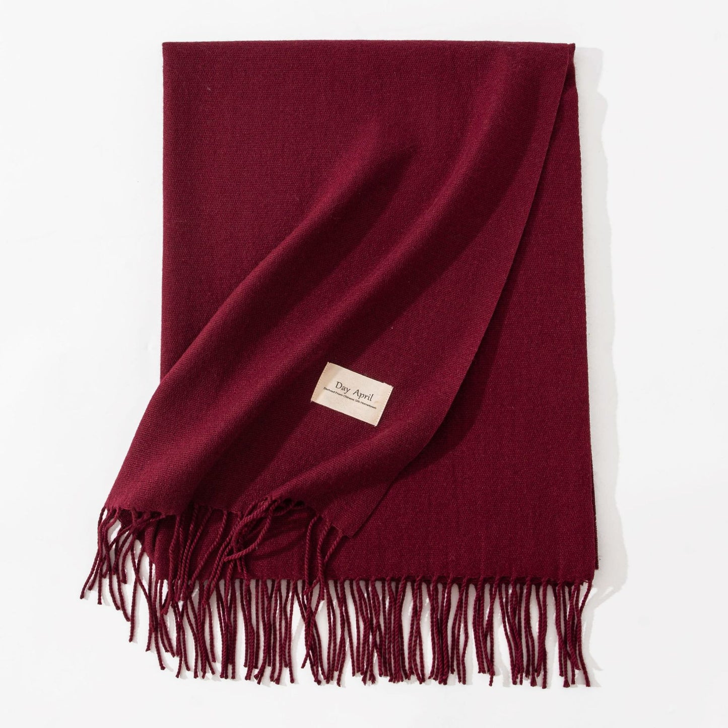 Dark Red Autumn & Winter Korean-Style Women's Cashmere-Like Scarf - Solid Color, Warm, Versatile Wrap V888-ELOSUNG47060