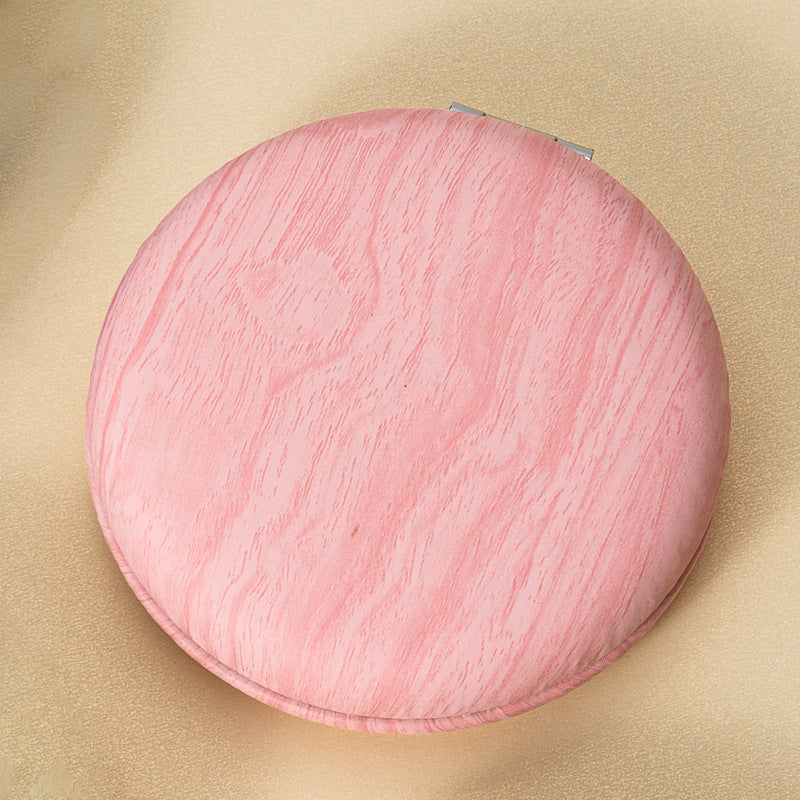 2 Pcs Pink Portable Wooden-Style Makeup Mirror - Dual-Sided High-Definition Compact Mirror V888-ELOSUNG47065