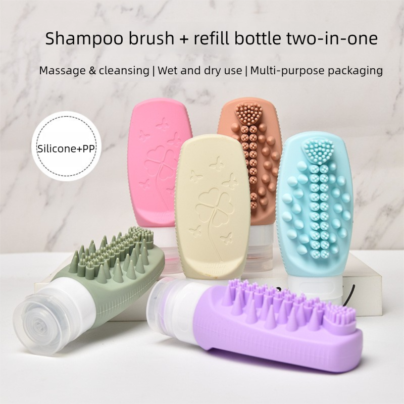 Combination B Travel silicone refillable water bottle set - multi-functional soft-press dispenser with brush V888-ELOSUNG47077