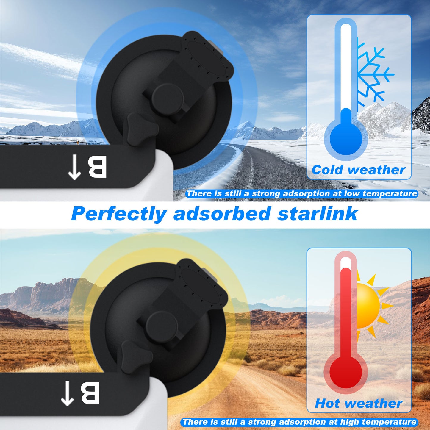 10 Pcs Black Heavy-Duty Suction Cup Mount for Starlink Mini - All-Weather Car, RV & Boat Bracket V888-ELOSUNG47079