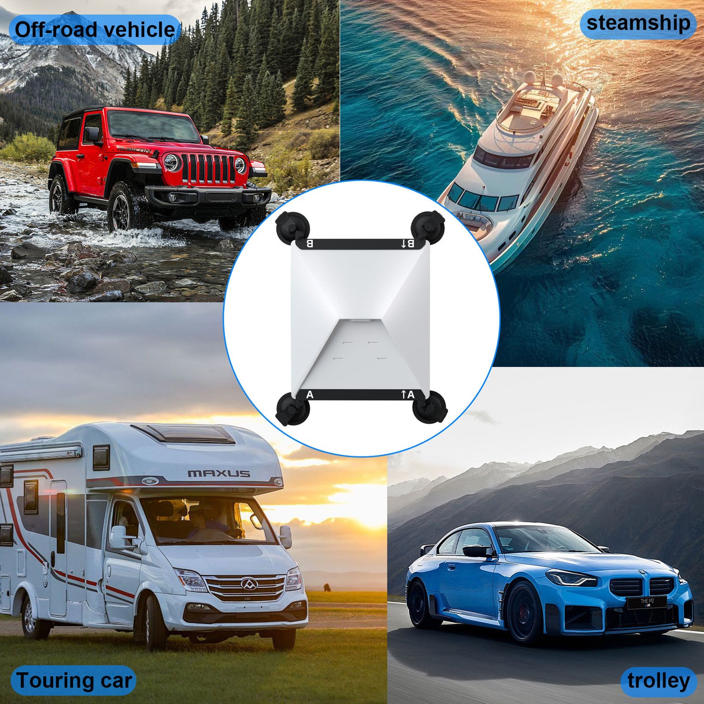 10 Pcs Black Heavy-Duty Suction Cup Mount for Starlink Mini - All-Weather Car, RV & Boat Bracket V888-ELOSUNG47079
