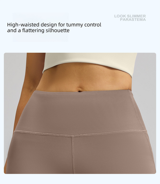 XL Coffee High-Waisted Flared Yoga Pants - Sculpting & Slimming Fitness Leggings V888-ELOSUNG47084
