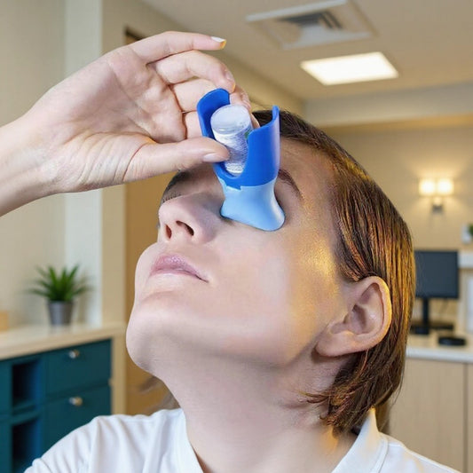 Dark Blue Eye Drop Applicator - Safe & Hygienic Eyedrop Dispenser for Precise Application V888-ELOSUNG47087