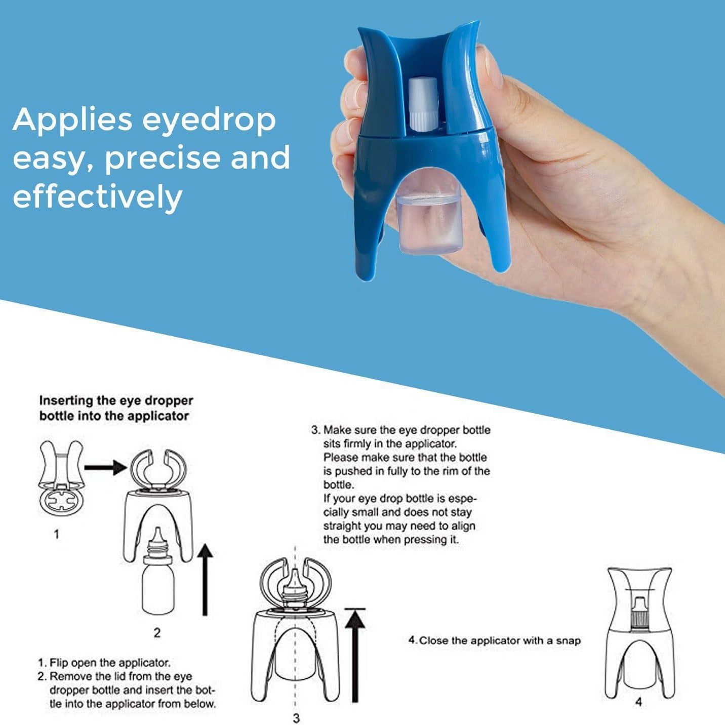 Light Blue Eye Drop Applicator - Safe & Hygienic Eyedrop Dispenser for Precise Application V888-ELOSUNG47088