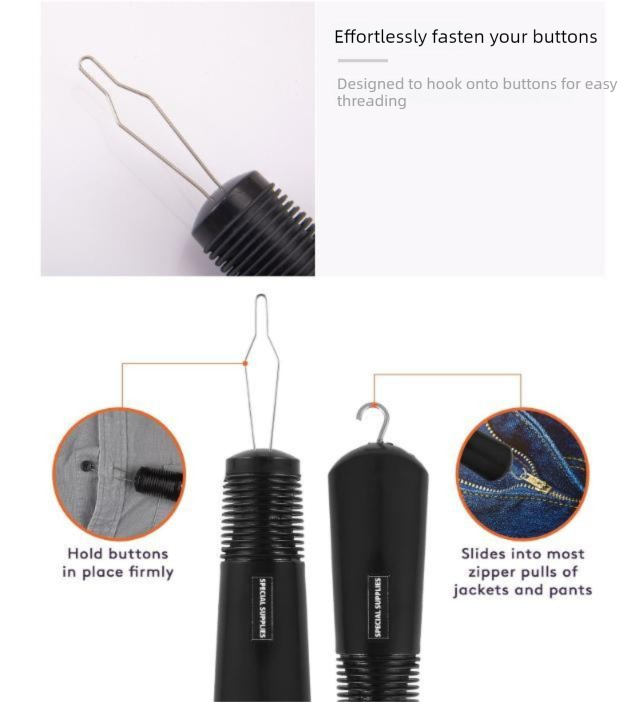 Grey Dressing Aid Tool - Button & Zipper Assistant for Elderly and People with Limited Mobility V888-ELOSUNG47092